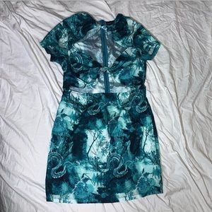 Green Oriental Dragon Print Double Knot Detail